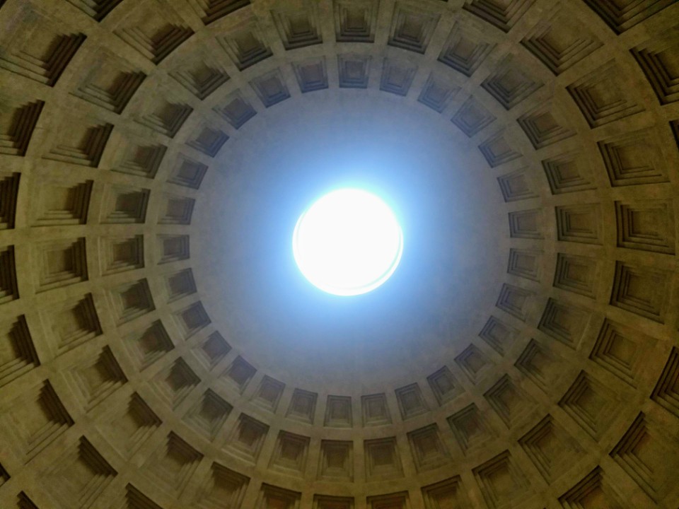 Photo of interior Pantheon ceiling, Rome.