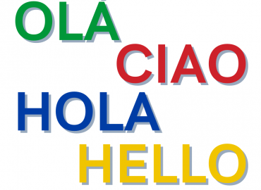 Image of the text: Ola, Ciao, Hola, Hello